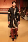 Shop_Nitya Bajaj_Black Jacquard Modal Silk Woven Floral Blazer Pant Set With Dupatta _at_Aza_Fashions