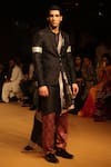 Shop_Nitya Bajaj_Black Jacquard Modal Silk Woven Floral Blazer Pant Set With Dupatta _Online_at_Aza_Fashions