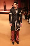Nitya Bajaj_Black Jacquard Modal Silk Woven Floral Blazer Pant Set With Dupatta _at_Aza_Fashions