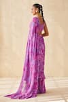 Shop_Ankita Dharman_Purple Chinon Floral Deep Rhythm Pre-draped Ruffle Saree With Blouse _at_Aza_Fashions