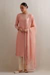 Buy Priyal Prakash Peach Chanderi, Cotton, Viscose, Organza Embroidery, Sequins, Zari Kurta Set at Aza Fashions Buy_Priyal Prakash_Peach Chanderi, Cotton, Viscose, Organza Embroidery, Sequins, Zari Kurta Set _at_Aza_Fashions