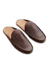 Buy_Baron&Bay_Brown Arno Solid Backless Penny Loafers  _at_Aza_Fashions