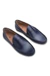 Buy_Baron&Bay_Blue Textured Arno Solid Penny Loafers  _at_Aza_Fashions