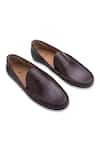 Buy_Baron&Bay_Brown Textured Arno Plain Penny Loafers  _at_Aza_Fashions