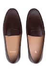 Shop_Baron&Bay_Brown Textured Arno Plain Penny Loafers  _at_Aza_Fashions