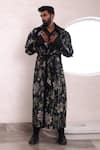 Buy_Mahima Mahajan_Black Moss Crepe Hazy Flora Burst Print Aham Trench Jacket Pant Set _Online_at_Aza_Fashions