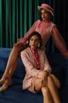 Label Deepika Nagpal Pink Satin, Tweed, Taffeta Cara Barbie Blazer Skirt Set Online at Aza Fashions Label Deepika Nagpal_Pink Satin, Tweed, Taffeta Cara Barbie Blazer Skirt Set_Online_at_Aza_Fashions