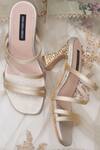 Buy_Shradha Hedau Footwear Couture_Gold Embellished Rosalie Stone Heels _at_Aza_Fashions