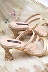 Shradha Hedau Footwear Couture_Gold Embellished Rosalie Stone Heels _Online_at_Aza_Fashions
