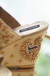 Shradha Hedau Footwear Couture_Gold Embroidery Hera Peacock Wedges _Online_at_Aza_Fashions