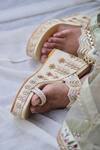 Shradha Hedau Footwear Couture_Gold Embroidery Sitara Leaf Wedges _at_Aza_Fashions