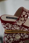 Shradha Hedau Footwear Couture_Maroon Embroidery Ezra Zardozi Work Wedges _Online_at_Aza_Fashions