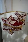 Buy_Shradha Hedau Footwear Couture_Maroon Embroidery Ezra Zardozi Work Wedges _Online_at_Aza_Fashions
