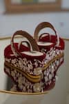 Shop_Shradha Hedau Footwear Couture_Maroon Embroidery Ezra Zardozi Work Wedges _Online_at_Aza_Fashions