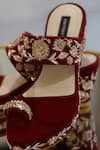Buy_Shradha Hedau Footwear Couture_Maroon Embroidery Ezra Zardozi Work Wedges 