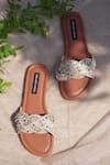 Buy_Shradha Hedau Footwear Couture_Brown Embroidery Tam Mirror Flats _at_Aza_Fashions