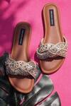Shop_Shradha Hedau Footwear Couture_Brown Embroidery Tam Mirror Flats _at_Aza_Fashions