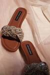 Shradha Hedau Footwear Couture_Brown Embroidery Tam Mirror Flats _Online_at_Aza_Fashions