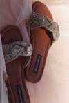 Buy_Shradha Hedau Footwear Couture_Brown Embroidery Tam Mirror Flats _Online_at_Aza_Fashions