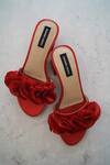 Shop_Shradha Hedau Footwear Couture_Red Laney Satin Block Heels _at_Aza_Fashions