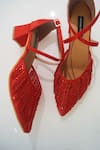 Buy_Shradha Hedau Footwear Couture_Red Sequins Moira Embellished Block Heels _at_Aza_Fashions