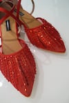Shop_Shradha Hedau Footwear Couture_Red Sequins Moira Embellished Block Heels _at_Aza_Fashions