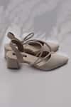 Buy_Shradha Hedau Footwear Couture_Beige Stones Monica Embellished Block Heels _at_Aza_Fashions
