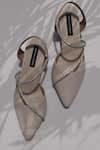 Shop_Shradha Hedau Footwear Couture_Beige Stones Monica Embellished Block Heels _at_Aza_Fashions