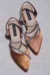 Shop_Shradha Hedau Footwear Couture_Brown Stone Monica Embellished Block Heels _at_Aza_Fashions