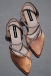 Buy_Shradha Hedau Footwear Couture_Brown Stone Monica Embellished Block Heels _Online_at_Aza_Fashions