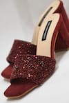 Shradha Hedau Footwear Couture_Maroon Sequins Elora Embellished Block Heels _Online_at_Aza_Fashions