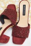 Buy_Shradha Hedau Footwear Couture_Maroon Sequins Elora Embellished Block Heels _Online_at_Aza_Fashions