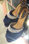 Buy_Shradha Hedau Footwear Couture_Blue Crystals Kalsie Embellished Block Heels _at_Aza_Fashions