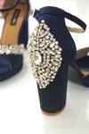 Buy_Shradha Hedau Footwear Couture_Blue Crystals Kalsie Embellished Block Heels _Online_at_Aza_Fashions