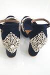Shop_Shradha Hedau Footwear Couture_Blue Crystals Kalsie Embellished Block Heels _at_Aza_Fashions