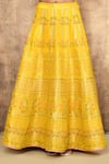 Samyukta Singhania_Yellow Brocade Silk Floral Leaf Neck Pattern Lehenga Set _Online_at_Aza_Fashions