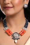 Buy_Hrisha_Blue Kundan Polki And Embellished Necklace Set _at_Aza_Fashions