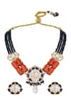 Shop_Hrisha_Blue Kundan Polki And Embellished Necklace Set _at_Aza_Fashions