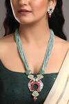 Buy_HRISHA_Blue Pearls Hydro Phiroza Embellished Necklace Set_at_Aza_Fashions