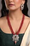 Buy_HRISHA_Red Crystals, Diamonds, Pearls Cubic Zirconia Embellished Necklace Set _at_Aza_Fashions