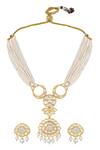 Shop_HRISHA_White Pearls, Diamonds Mother Of Embellished Necklace Set _at_Aza_Fashions