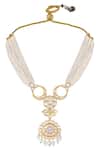 HRISHA_White Pearls, Diamonds Mother Of Embellished Necklace Set _Online_at_Aza_Fashions