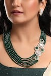 Buy_Hrisha Jewels_Green Kundan Hydro Stone Embellished Necklace Set _at_Aza_Fashions