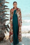 Buy_PDS by SNEHA_Blue Organza Embroidered Sequin High Long Wrap Dress With Jacket  _at_Aza_Fashions