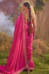 Shop_Charu Makkar_Pink Silk Organza Blossomy Vine Embroidery Saree With Unstitched Blouse Piece _at_Aza_Fashions