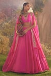 Buy Charu Makkar Pink Silk Organza Embroidery Hot Cape Lehenga Set For Kids at Aza Fashions Buy_Charu Makkar_Pink Silk Organza Embroidery Hot Cape Lehenga Set For Kids_at_Aza_Fashions