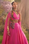 Buy Charu Makkar Pink Silk Organza Embroidery Hot Cape Lehenga Set For Kids Online at Aza Fashions Buy_Charu Makkar_Pink Silk Organza Embroidery Hot Cape Lehenga Set For Kids_Online_at_Aza_Fashions