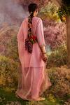 Shop_Charu Makkar_Pink Silk Sequins Split V-neck Marodi And Work Kurta Tulip Pant Set _at_Aza_Fashions