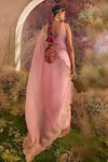 Shop Charu Makkar Pink Silk Organza Embroidery Scallop Saree With Unstitched Blouse Piece at Aza Fashions Shop_Charu Makkar_Pink Silk Organza Embroidery Scallop Saree With Unstitched Blouse Piece _at_Aza_Fashions