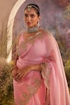 Buy Charu Makkar Pink Silk Organza Embroidery Scallop Saree With Unstitched Blouse Piece Online at Aza Fashions Buy_Charu Makkar_Pink Silk Organza Embroidery Scallop Saree With Unstitched Blouse Piece _Online_at_Aza_Fashions